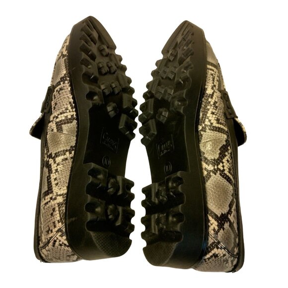 Sam Edelman Circus Desmond Loafers Women 10 M Faux Snake Skin Black Gray Slip On - Picture 10 of 16